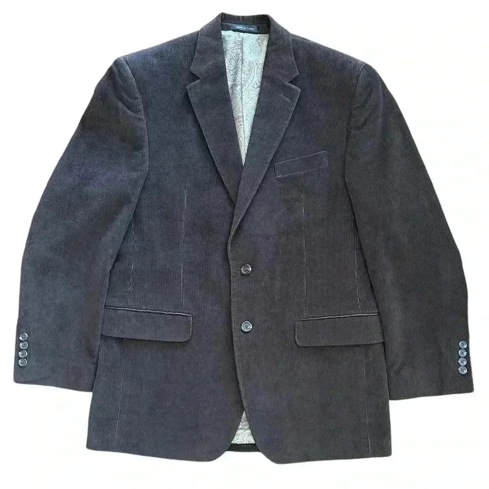 CHAPS By Ralph Lauren Corduroy Blazer Sports Coat Brown Size 38R Academia Office
